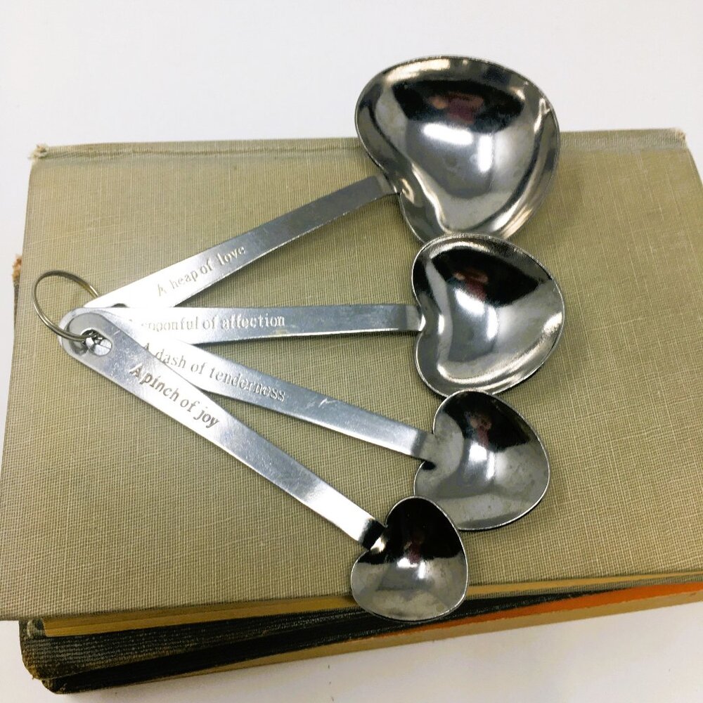 Heart Shaped Stainless Steel Inspirational Whimsical Meaning Measuring Spoons